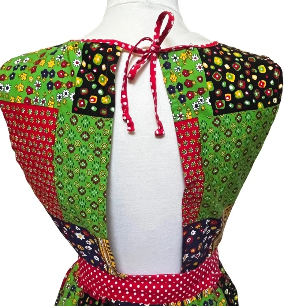 Vtg 70s Kenton Patchwork Full Length Apron Pockets  Cottagecore Boho‎ Japan OSFA